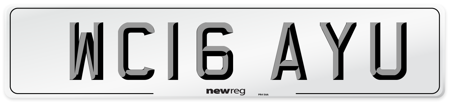 WC16 AYU Number Plate from New Reg
